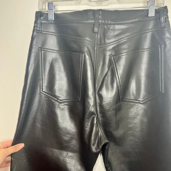 AGOLDE 90`s Pinch Waist Recycled Leather Straight Leg Black Womens Size 28 - Picture 10 of 16